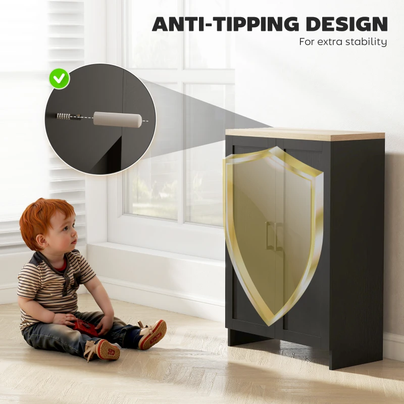 HOMCOM Modern Storage Cabinet with Doors and Adjustable Shelf for Kitchen, Living room, 23.6" x 11.8" x 35.4", Black