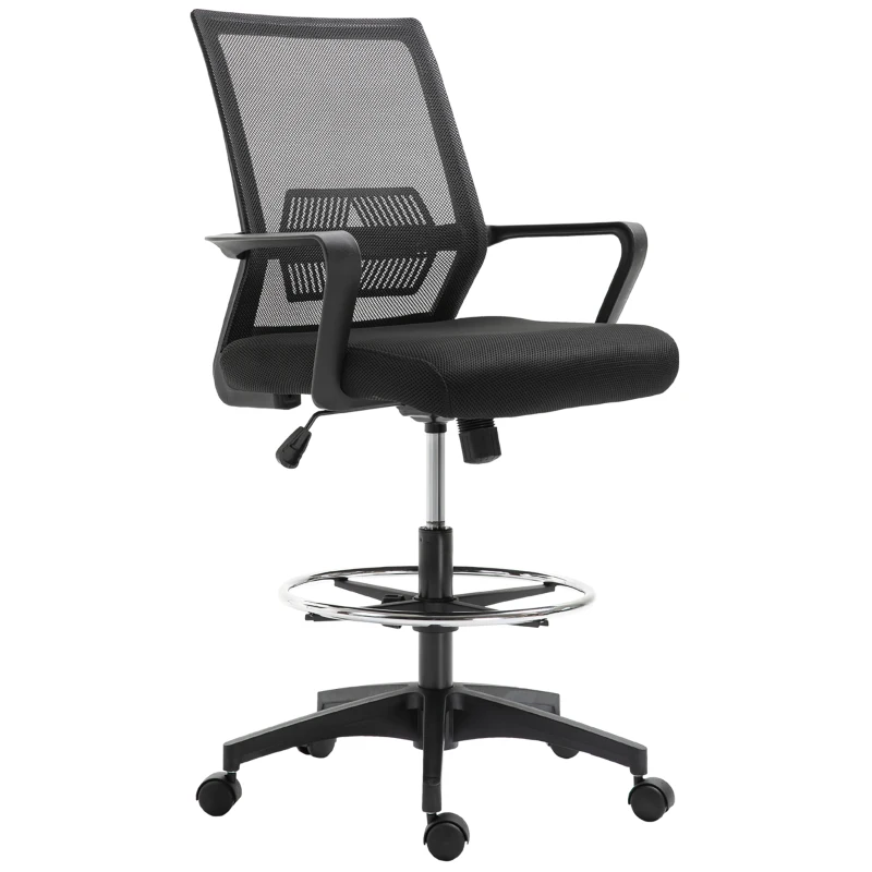 Vinsetto Tall Office Chair, Drafting Chair, Standing Desk Chair with Tilt Function, Adjustable Height and Footrest Ring, Black