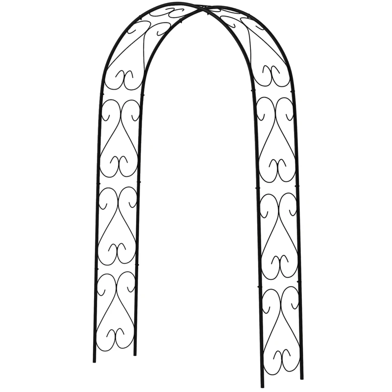 Outsunny Steel Garden Arch, 7.5' Garden Arbor Trellis for Climbing Plants, Roses, Wedding Arch for Outdoor Bridal Party, Ceremony