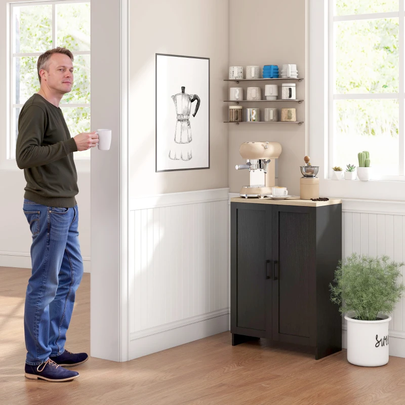 HOMCOM Modern Storage Cabinet with Doors and Adjustable Shelf for Kitchen, Living room, 23.6" x 11.8" x 35.4", Black