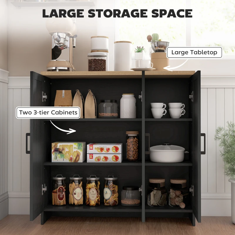 HOMCOM Small Dining Room Sideboard with 3 Doors Adjustable Shelves for Dining Black