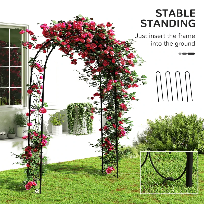 Outsunny Steel Garden Arch, 7.5' Garden Arbor Trellis for Climbing Plants, Roses, Wedding Arch for Outdoor Bridal Party, Ceremony