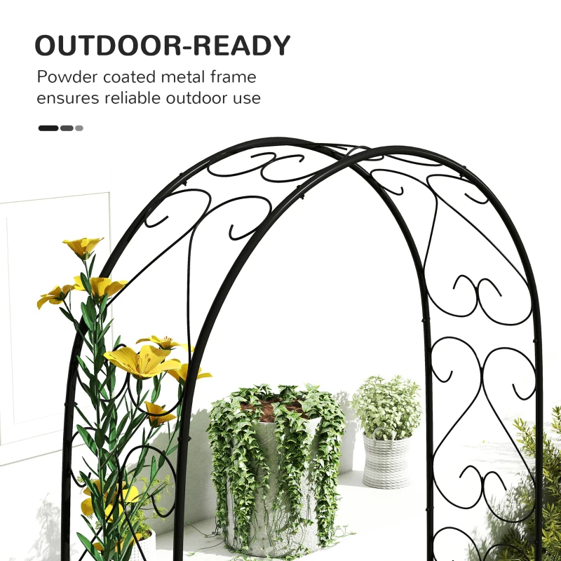 Outsunny Steel Garden Arch, 7.5' Garden Arbor Trellis for Climbing Plants, Roses, Wedding Arch for Outdoor Bridal Party, Ceremony