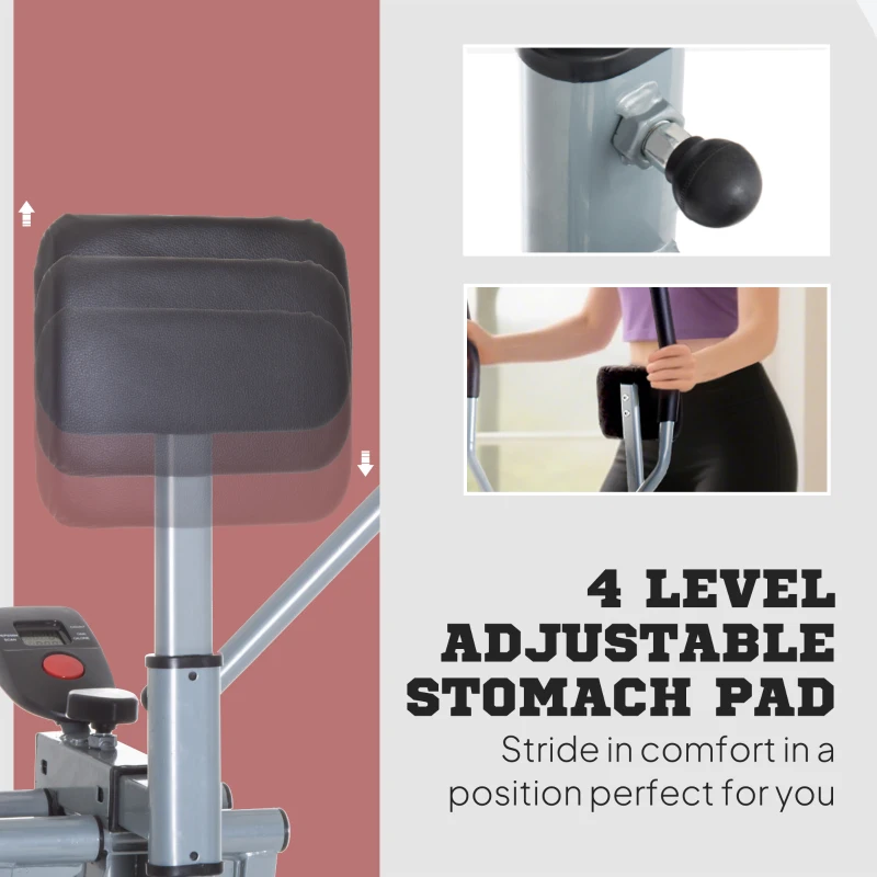 Soozier Upright Elliptical Trainer, Air Walker Exercise Machine with LCD Monitor for Aerobic Exercise, Gazelle Glider for Home, 242lbs Capacity, Grey