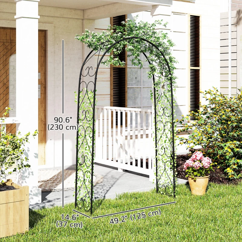 Outsunny Steel Garden Arch, 7.5' Garden Arbor Trellis for Climbing Plants, Roses, Wedding Arch for Outdoor Bridal Party, Ceremony