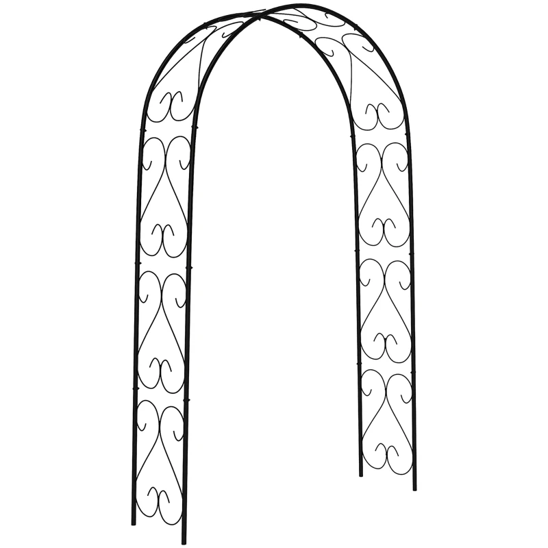 Outsunny Steel Garden Arch, 7.5' Garden Arbor Trellis for Climbing Plants, Roses, Wedding Arch for Outdoor Bridal Party, Ceremony