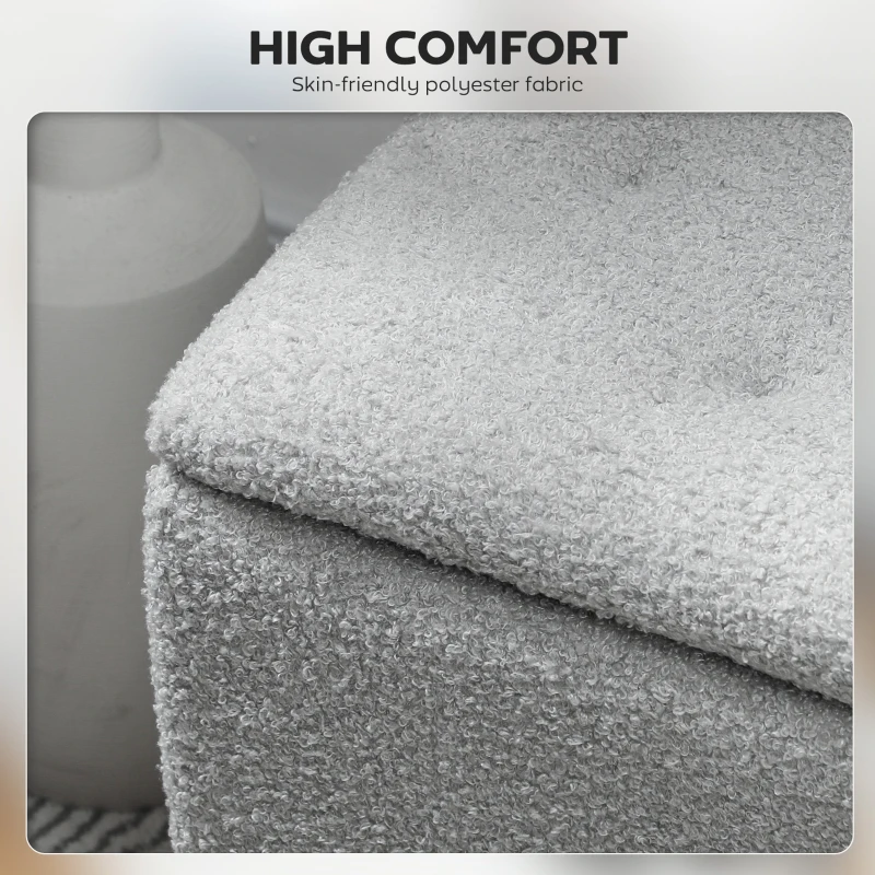 HOMCOM Modern Storage Bench, Ottoman with Storage and Lamb's Wool Upholstery for Living Room, Bedroom, Grey