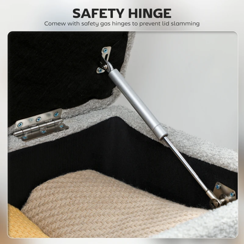 HOMCOM Modern Storage Bench, Ottoman with Storage and Lamb's Wool Upholstery for Living Room, Bedroom, Grey