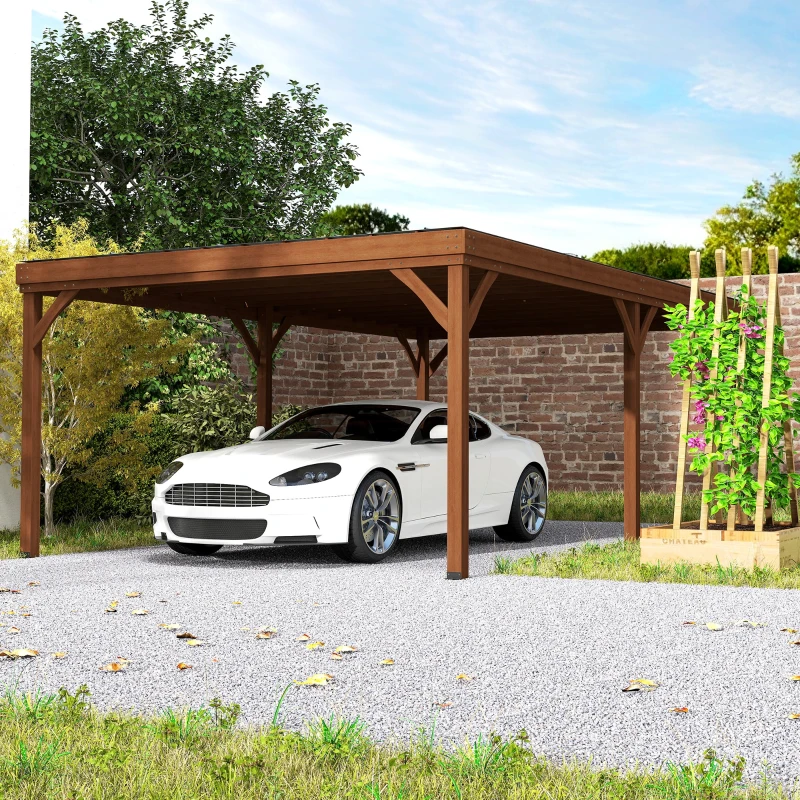 Outsunny 12' x 20' Outdoor Wooden Pergola, Grape Vine Gazebo with Concrete Anchors for Garden, Patio, Backyard, Deck, Brown(m-8)
