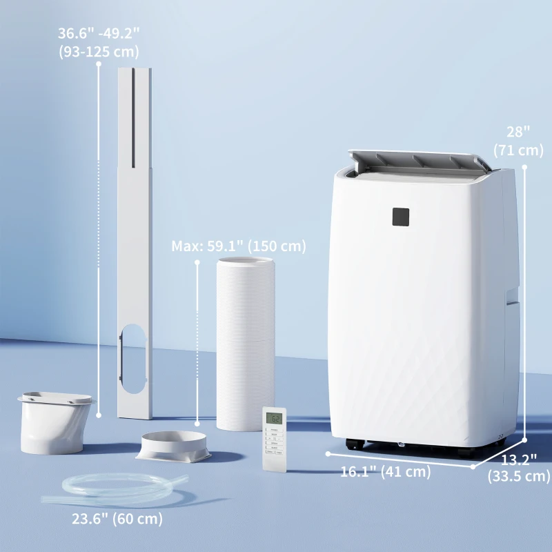 HOMCOM 14000 BTU Portable Air Conditioner, AC Unit with Cool, Dehumidifier, Fan, 700 Sq. ft, 24H Timer On Off, Window Kit