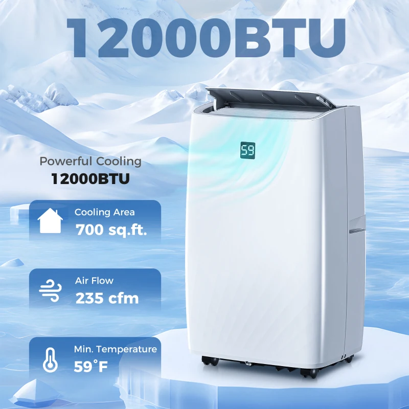 HOMCOM 14000 BTU Portable Air Conditioner, AC Unit with Cool, Dehumidifier, Fan, 549 Sq. ft, 24H Timer On Off, Window Kit