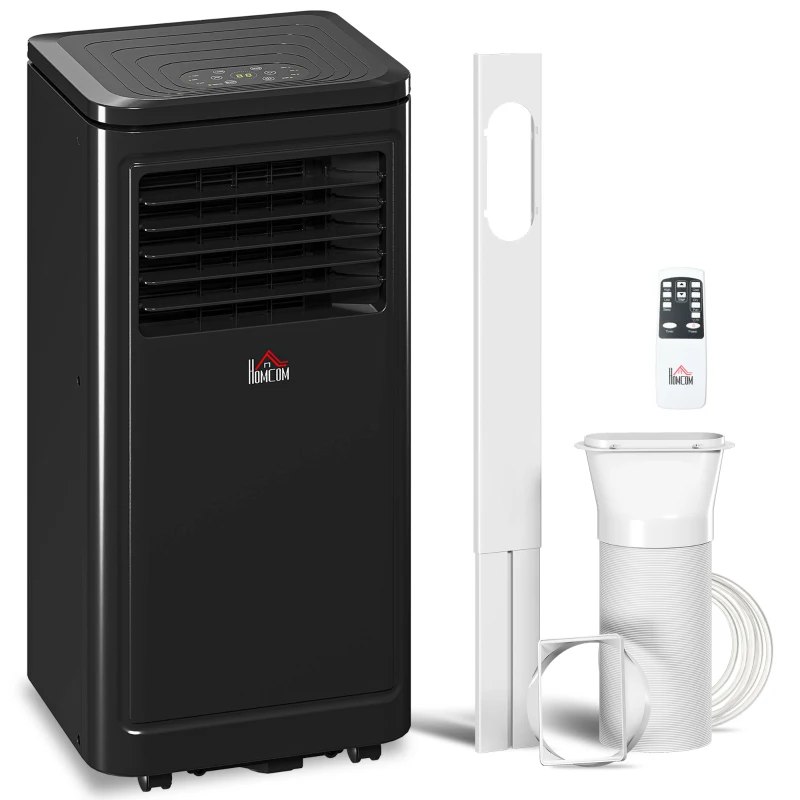 HOMCOM 8000 BTU Portable Air Conditioner with Cooling, Dehumidifier, Remote Control, 24-Hour Timer, Window Mount Kit, Black