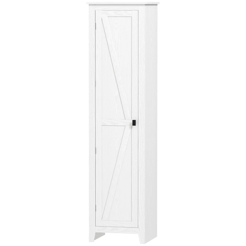 HOMCOM 67" Farmhouse Kitchen Pantry Storage Cabinet with Barn Door, Kitchen Pantry Cabinet with Adjustable Shelves, White
