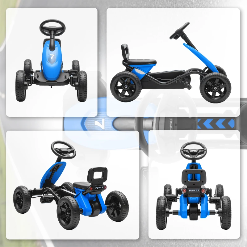 Qaba Pedal Go Kart for Kids 2-5 Years Old with Silent EVA Wheels, Metal Frame, Blue