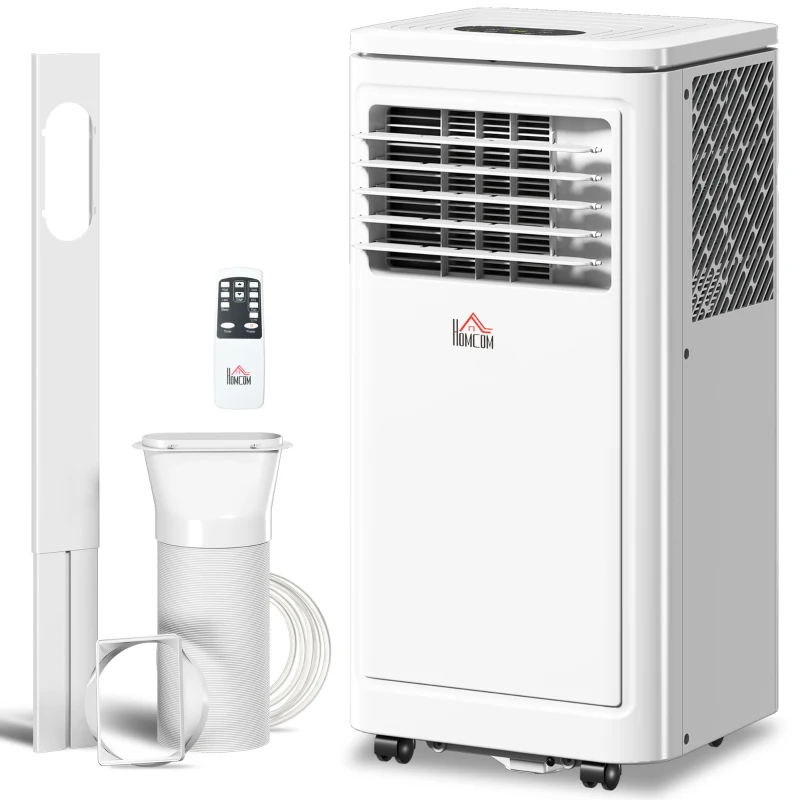 HOMCOM 8,000 BTU Portable Air Conditioner Fan w/ Remote for Rooms Up to 344 Sq. Ft., Evaporative Cooler AC Unit White