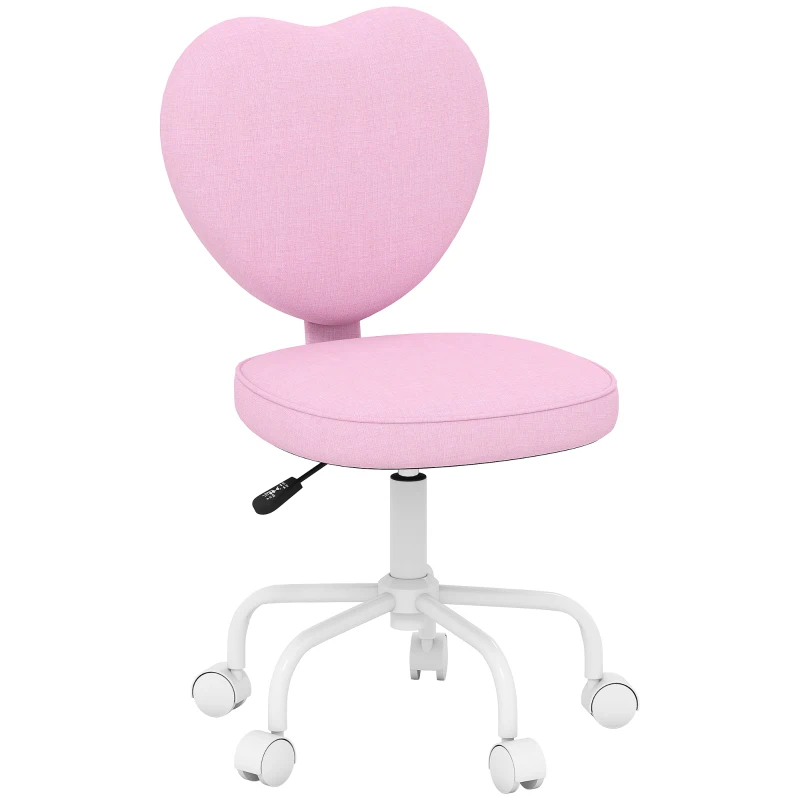 HOMCOM Heart Love Shaped Back Design Office Chair with Adjustable Height, Pink
