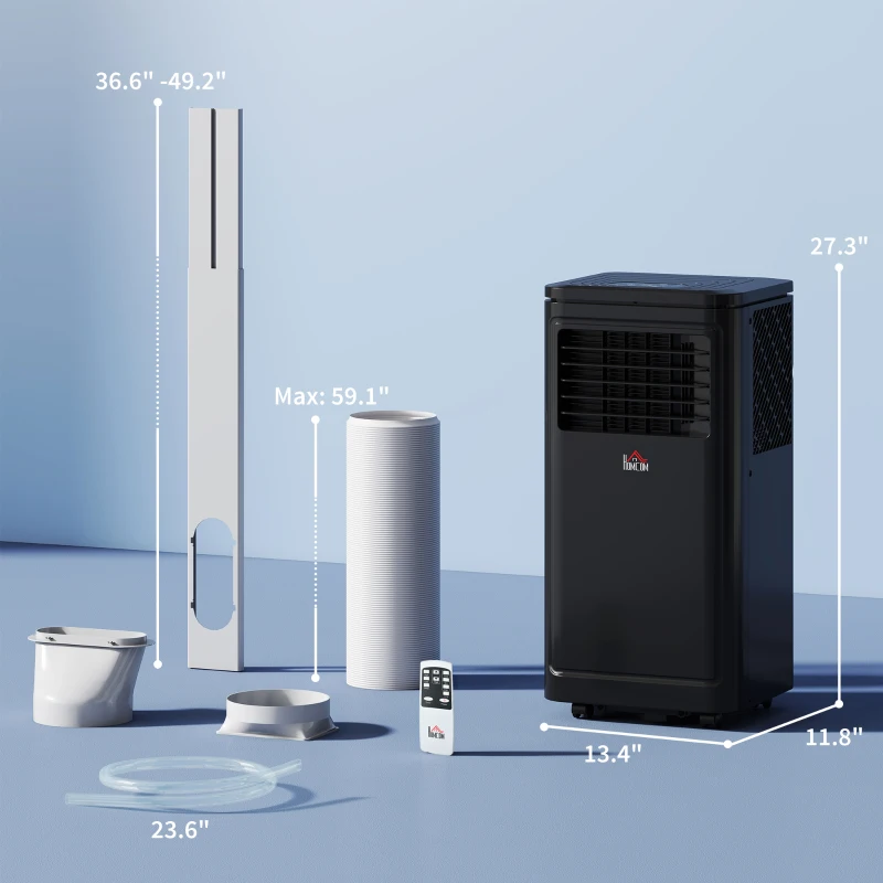 HOMCOM 8,000 BTU Portable Air Conditioner Fan w/ Remote for Rooms Up to 344 Sq. Ft., Evaporative Cooler AC Unit Black