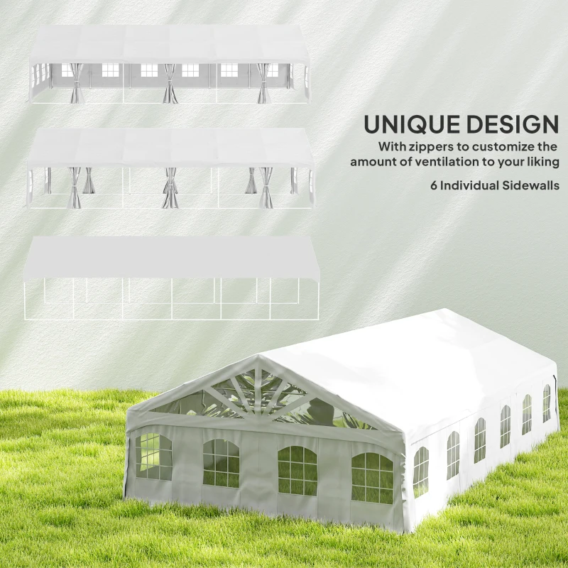 Outsunny Heavy Duty Party Tent, 19.5' x 39' Large Sun Shade Canopy Tent for Parties, Wedding, Events, BBQ Grill, White