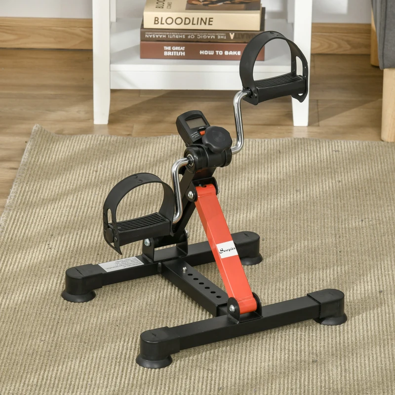 Soozier Pedal Exerciser Under Desk Bike with LCD Display, Adjustable Resistance, Mini Exercise Bike for Home Office