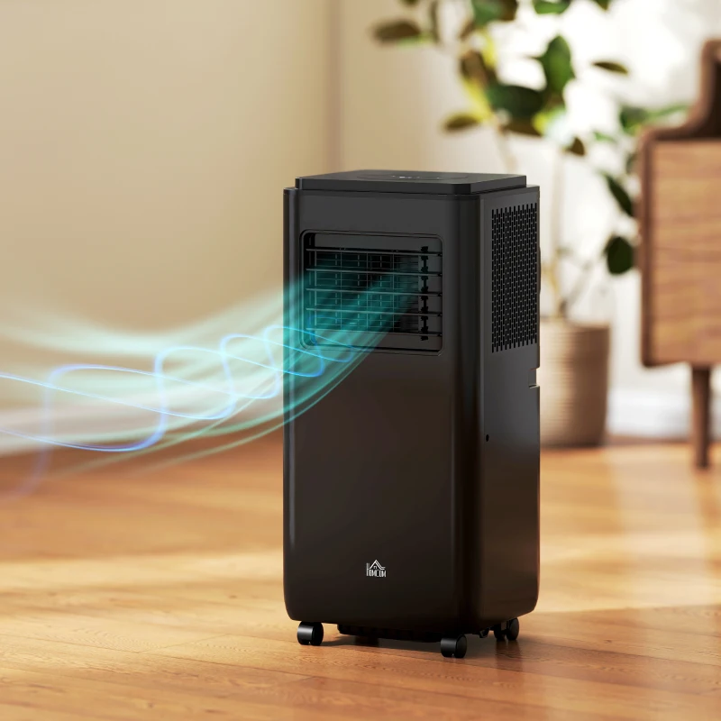 HOMCOM 10,000 BTU Moible Air Conditioner 440 Sq. Ft., Dehumidifier Fan Auto Sleep with 24H Timer On/Off, Window Kit, Black