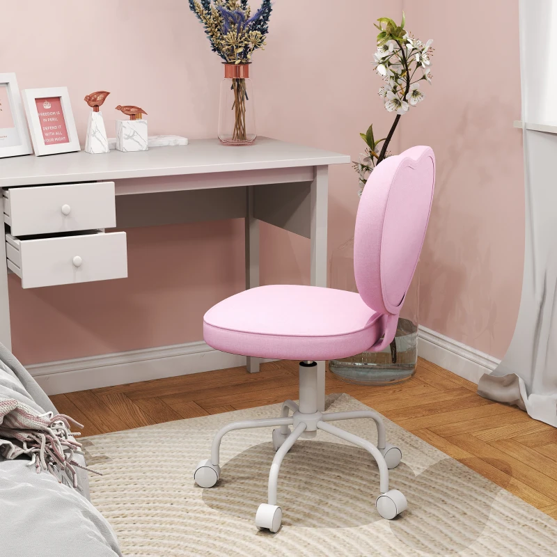 HOMCOM Heart Love Shaped Back Design Office Chair with Adjustable Height, Pink