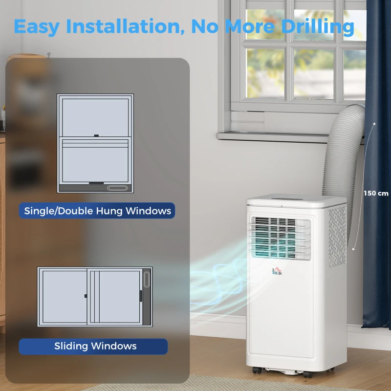 HOMCOM 8,000 BTU Portable Air Conditioner Fan w/ Remote for Rooms Up to 344 Sq. Ft., Evaporative Cooler AC Unit White