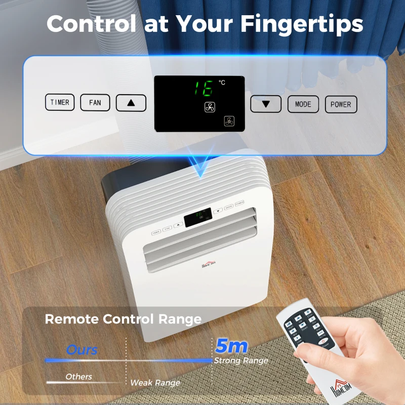HOMCOM 11500 BTU Mobile Air Conditioner, 550 Sq. Ft., AC Unit with Dehumidifier, 24H Timer On/Off, Window Kit