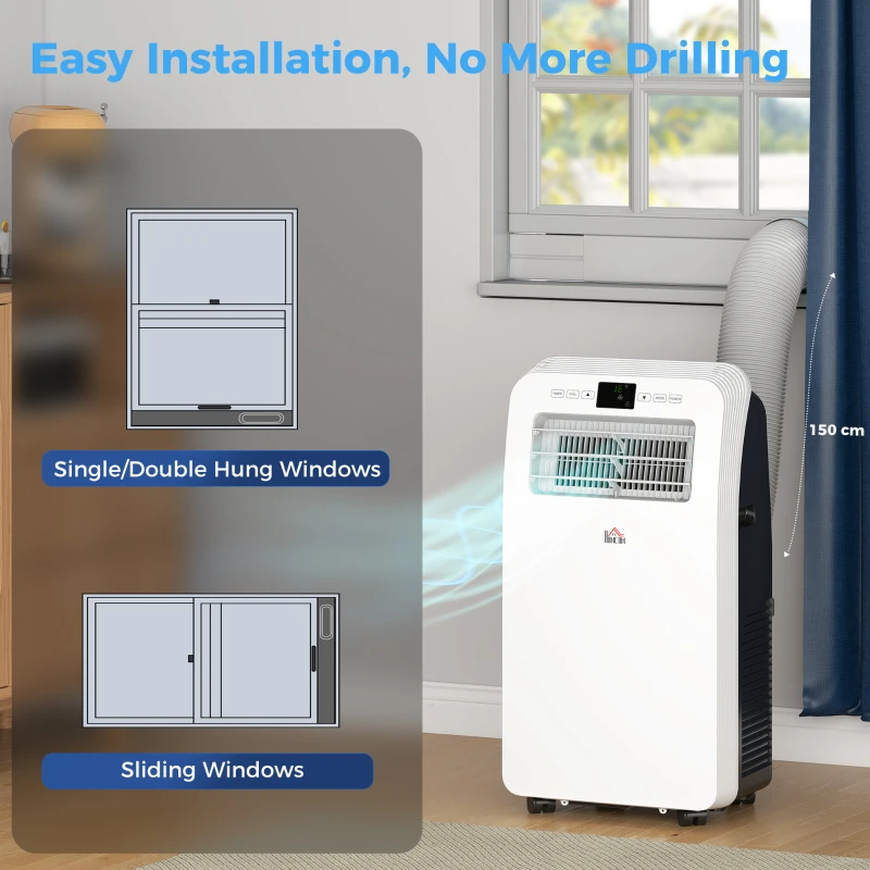 HOMCOM 11500 BTU Mobile Air Conditioner, 550 Sq. Ft., AC Unit with Dehumidifier, 24H Timer On/Off, Window Kit
