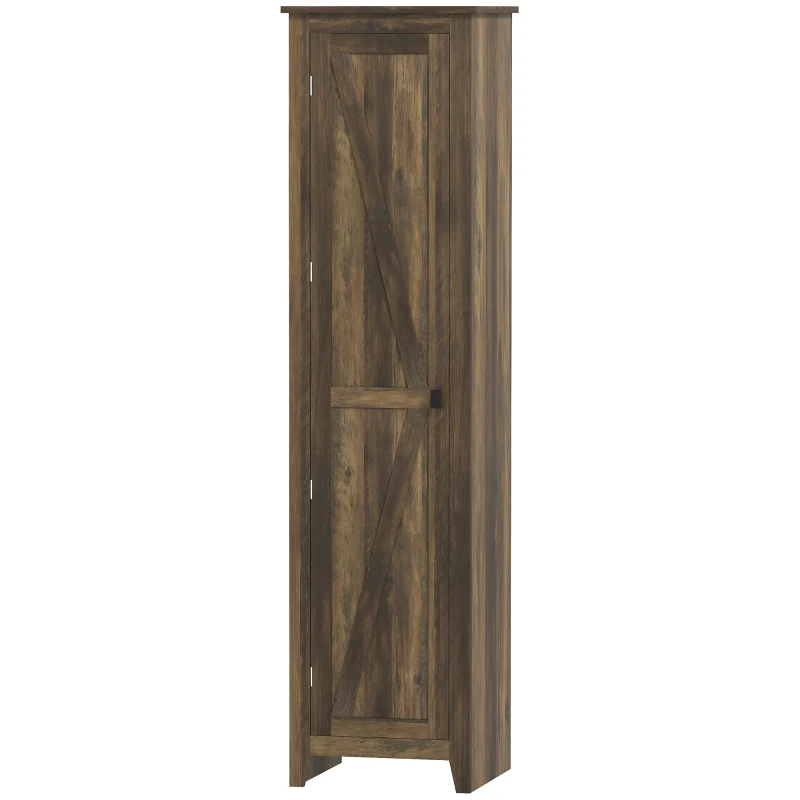 HOMCOM 67" Farmhouse Kitchen Pantry Storage Cabinet with Barn Door, Kitchen Pantry Cabinet with Adjustable Shelves, Brown