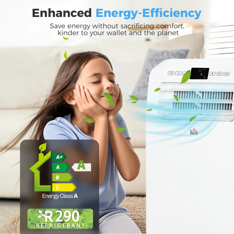 HOMCOM 11500 BTU Mobile Air Conditioner, 550 Sq. Ft., AC Unit with Dehumidifier, 24H Timer On/Off, Window Kit