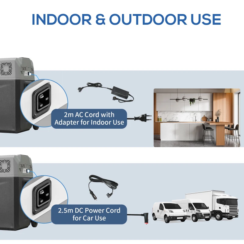 Outsunny 50 Liter Car Refrigerator Portable Freezer 12/24V Electric Cooler Box for Camping, Travel, Picnic, Down to -20℃