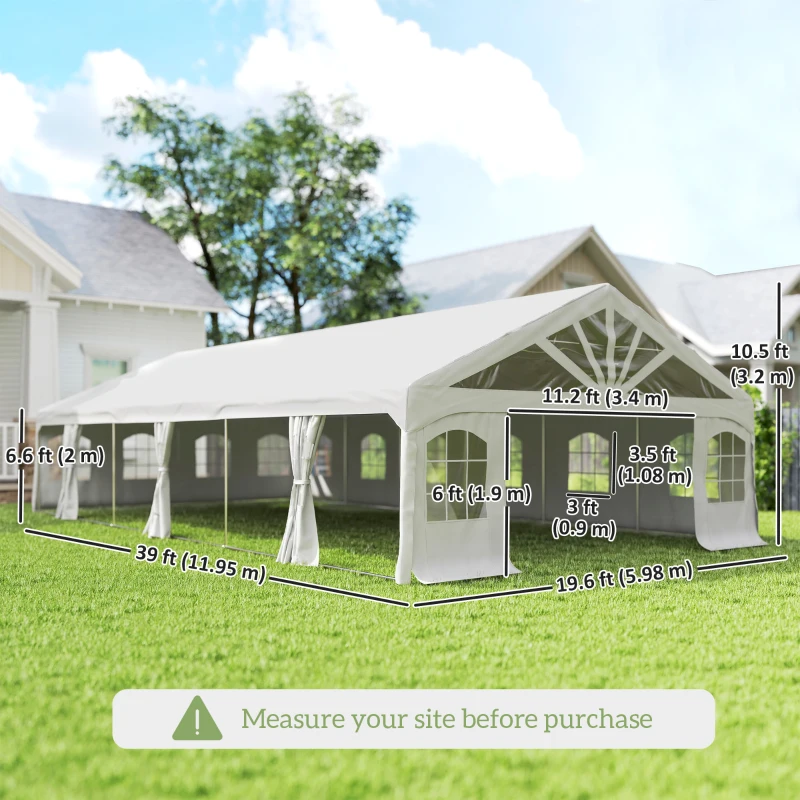 Outsunny Heavy Duty Party Tent, 20' x 40' Large Sun Shade Canopy Tent for Parties, Wedding, Events, BBQ Grill, White