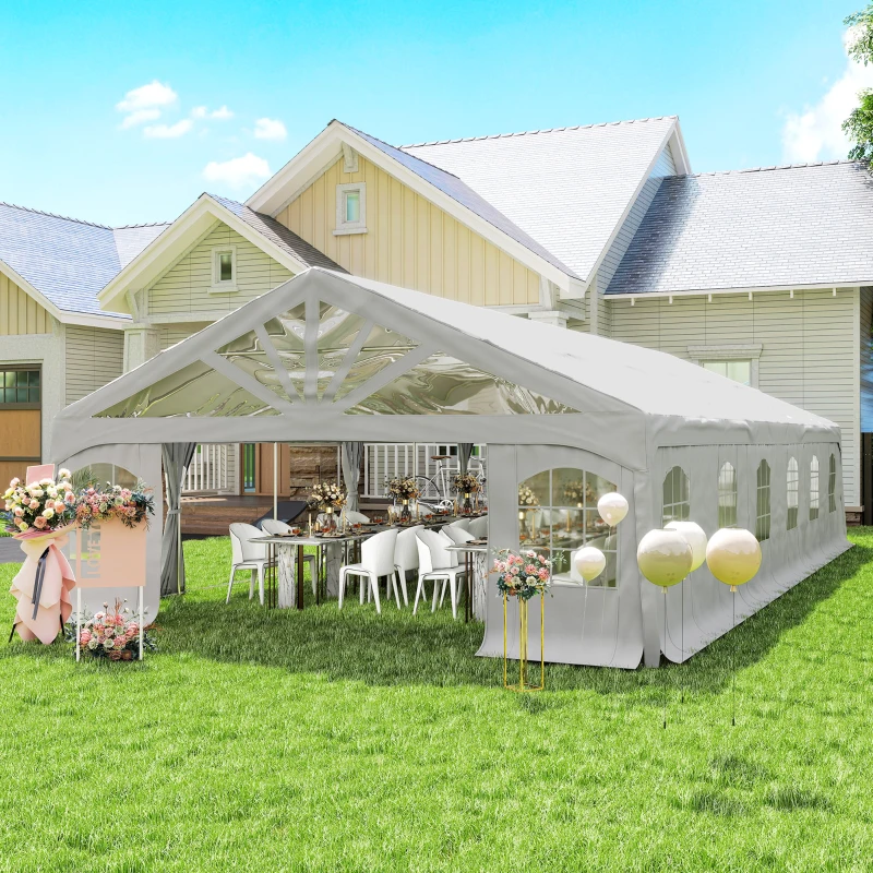 Outsunny Heavy Duty Party Tent, 20' x 40' Large Sun Shade Canopy Tent for Parties, Wedding, Events, BBQ Grill, White
