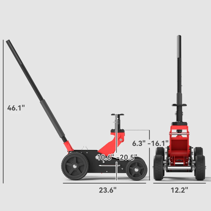 HOMCOM 1.5 Ton Big Wheel Hydraulic Car Jack Heavy Duty Steel Off-Road Jack with Extra Saddle for Trucks, SUVs, ATVs, Red