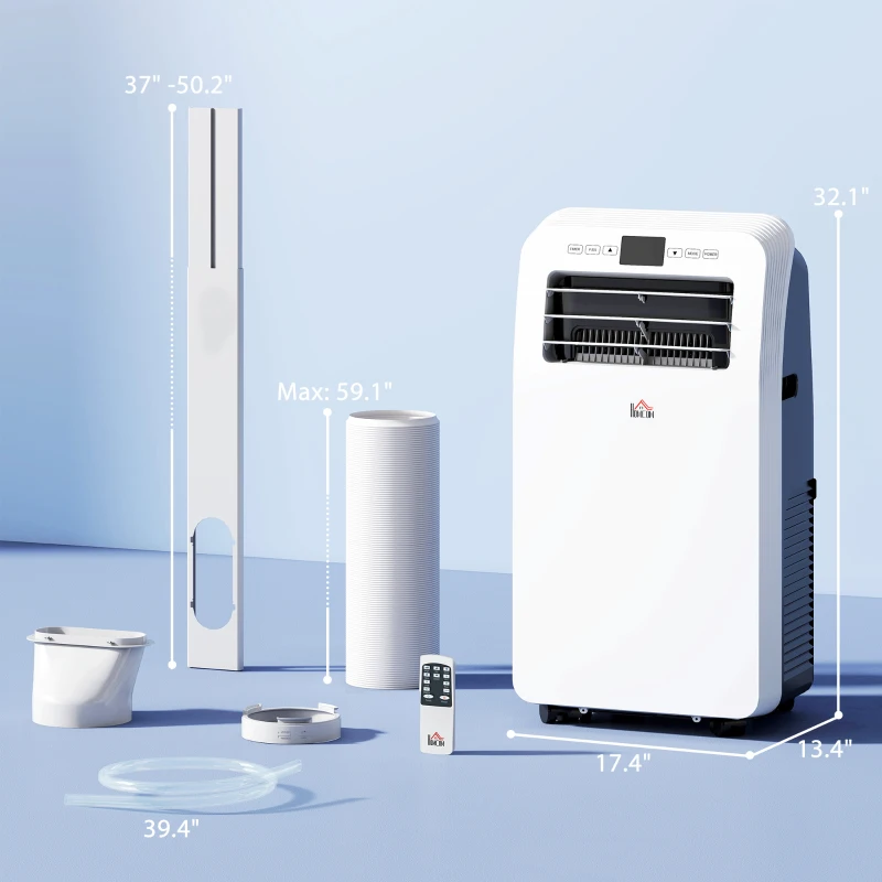 HOMCOM 11500 BTU Mobile Air Conditioner, 550 Sq. Ft., AC Unit with Dehumidifier, 24H Timer On/Off, Window Kit