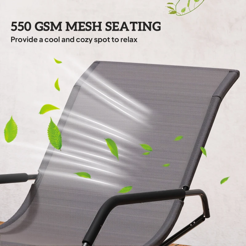 Outsunny Outdoor Folding Rocking Chair, Foldable Chaise Lounge Pool Chair, Zero Gravity Lounge Chair with Armrests for Sun Tanning, Sunbathing, Rocker for Patio, Lawn, Beach, Brown