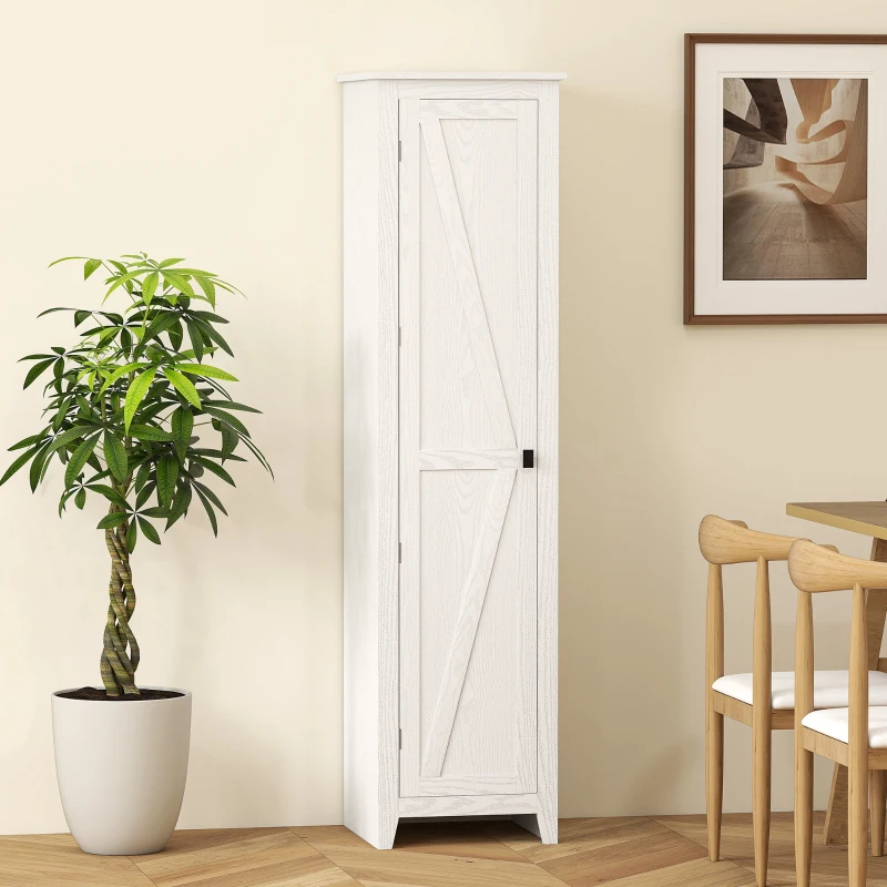 HOMCOM 67" Farmhouse Kitchen Pantry Storage Cabinet with Barn Door, Kitchen Pantry Cabinet with Adjustable Shelves, White