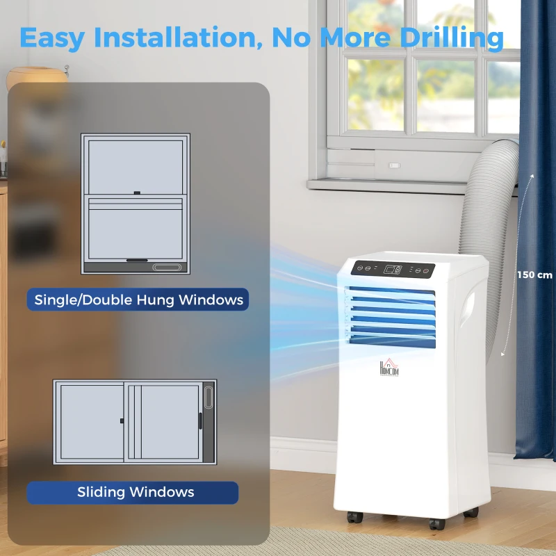 HOMCOM 10000 BTU Portable Air Conditioner for Rooms Up to 441 Sq. Ft., 3-in-1 AC Unit with Cooling Fan, Dehumidifier, Sleep Mode, Remote Control, 24H Timer, Window Installation Kit, White(m-7)