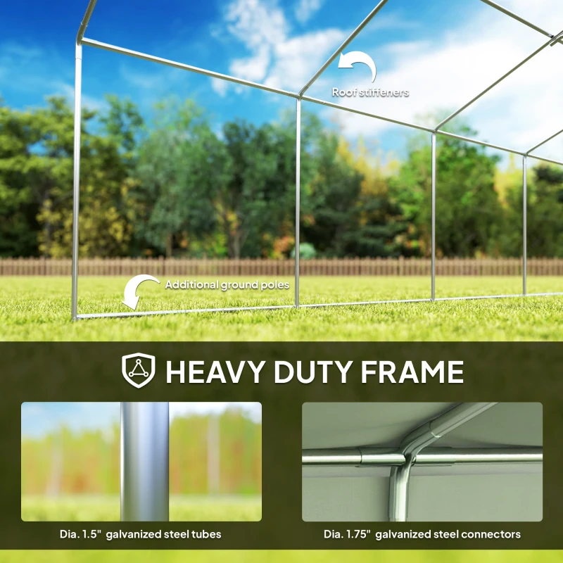 Outsunny Heavy Duty Party Tent, 19.5' x 39' Large Sun Shade Canopy Tent for Parties, Wedding, Events, BBQ Grill, White