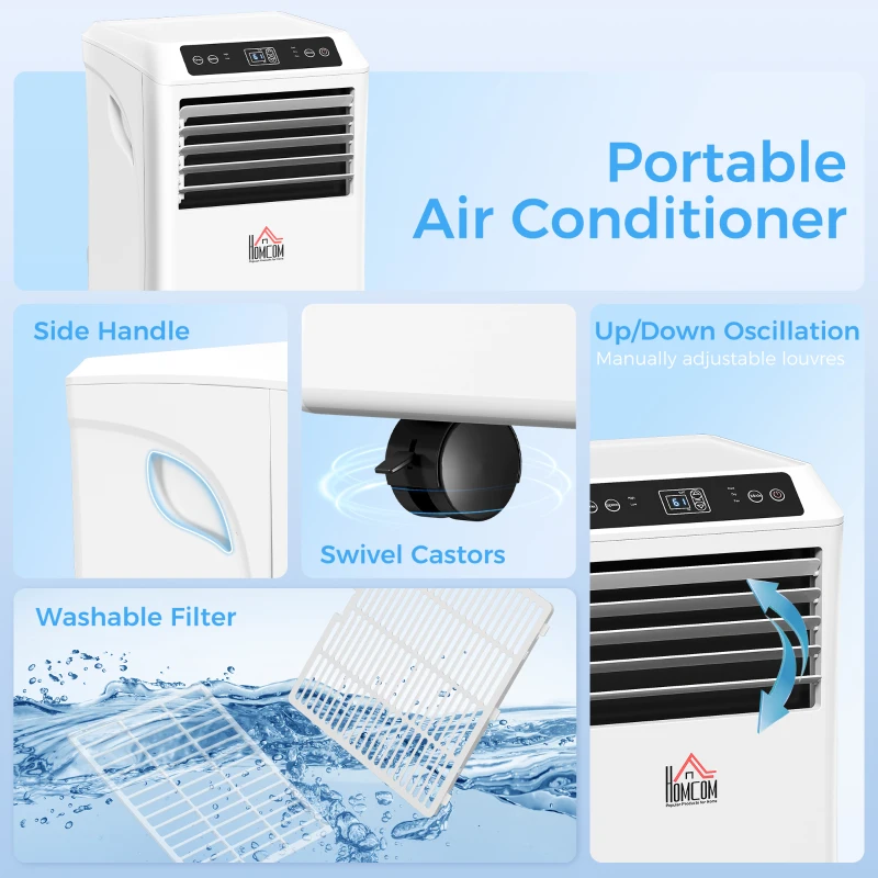 HOMCOM 10000 BTU Portable Air Conditioner for Rooms Up to 441 Sq. Ft., 3-in-1 AC Unit with Cooling Fan, Dehumidifier, Sleep Mode, Remote Control, 24H Timer, Window Installation Kit, White(m-8)