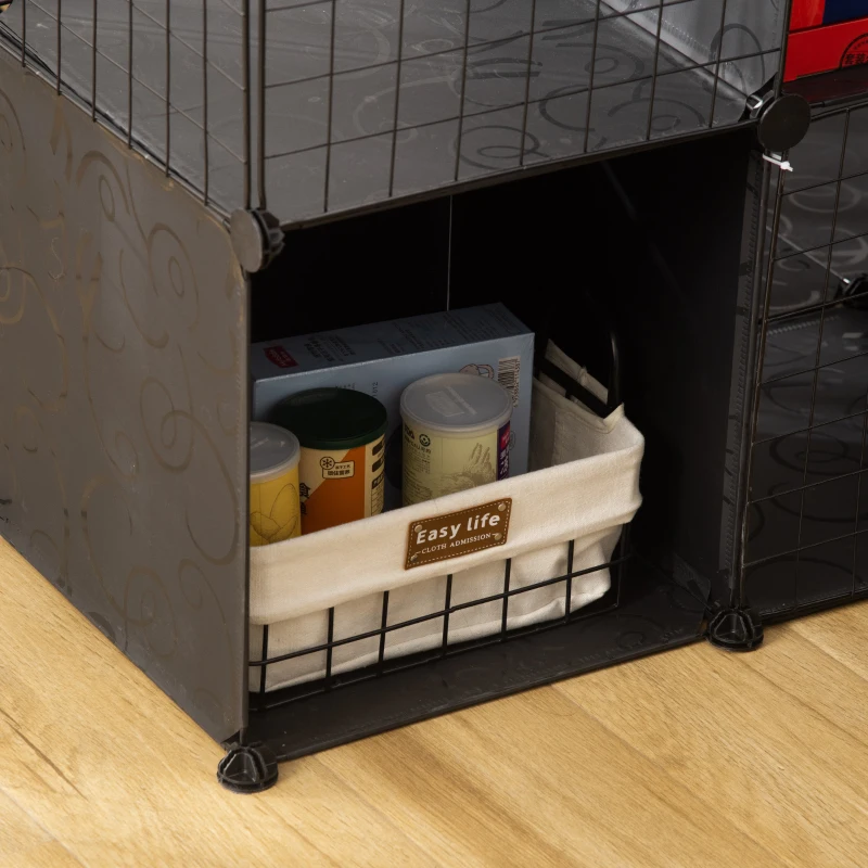 PawHut Pet Playpen with Door Storage Shelf for Kittens Chinchillas and Pet Minks
