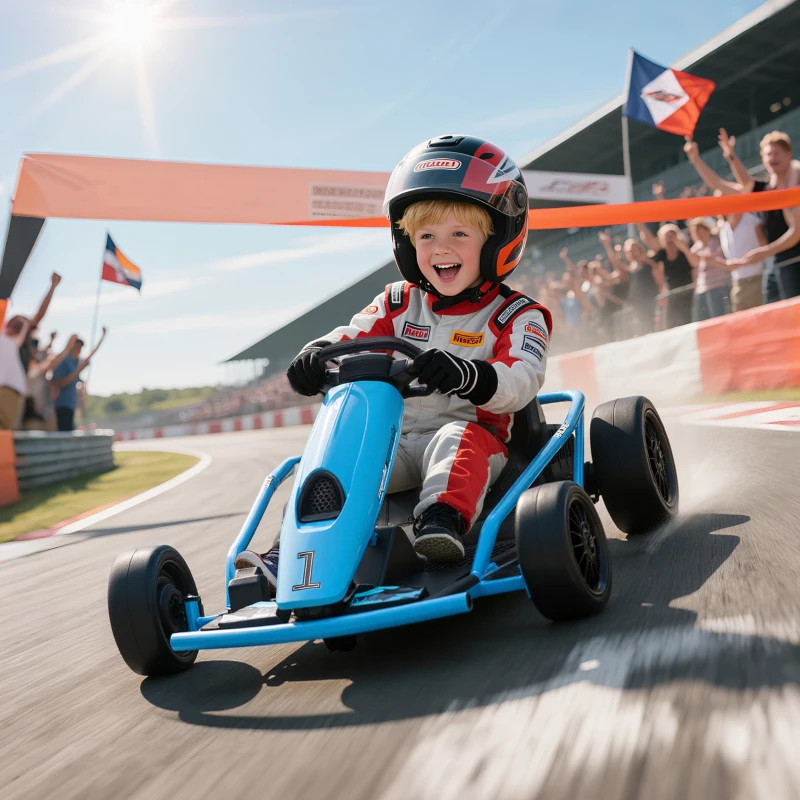 Aosom 24V Electric Go Kart for Kids, Drift Ride-On Racing Go Kart with 2 Speeds, for Boys Girls Aged 8-12 Years Old, Blue(m-2)