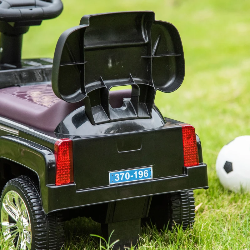 Aosom Kids Ride on Push Car, SUV Style Sliding Walking Car for Toddle with Horn, Music, Working Lights, Hidden Storage and Anti-dumping System, Black