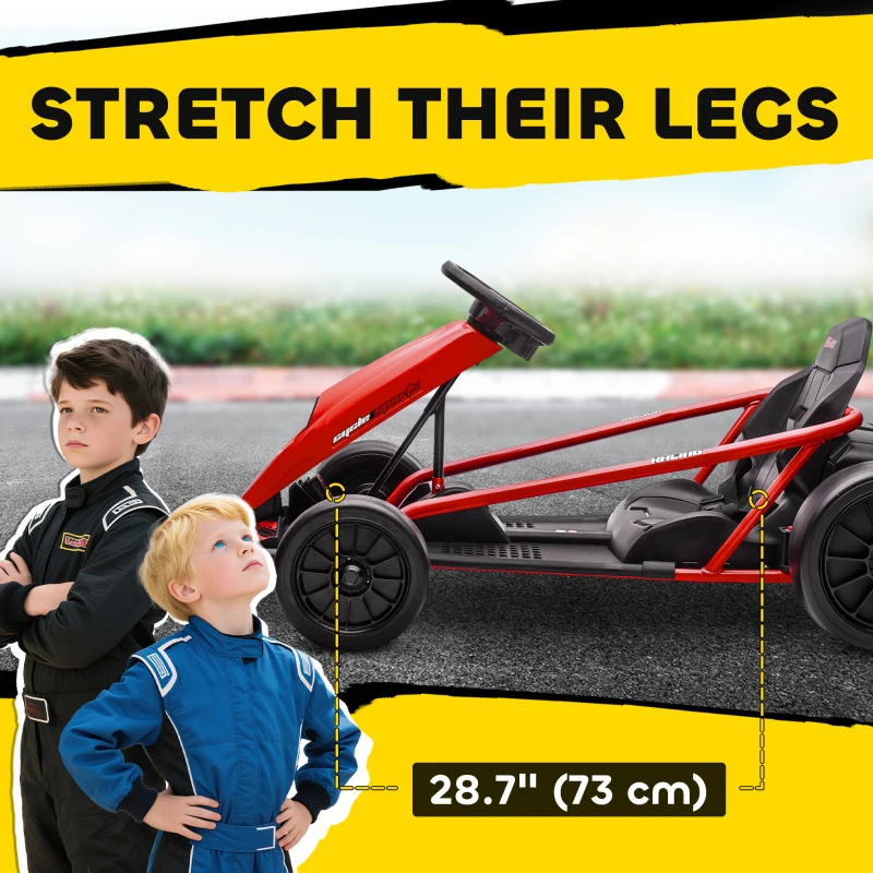 Aosom 24V Electric Go Kart for Kids, Drift Ride-On Racing Go Kart with 2 Speeds, for Boys Girls Aged 8-12 Years Old, Red(m-6)