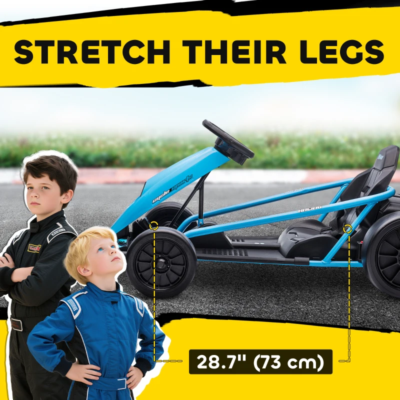 Aosom 24V Electric Go Kart for Kids, Drift Ride-On Racing Go Kart with 2 Speeds, for Boys Girls Aged 8-12 Years Old, Blue(m-6)