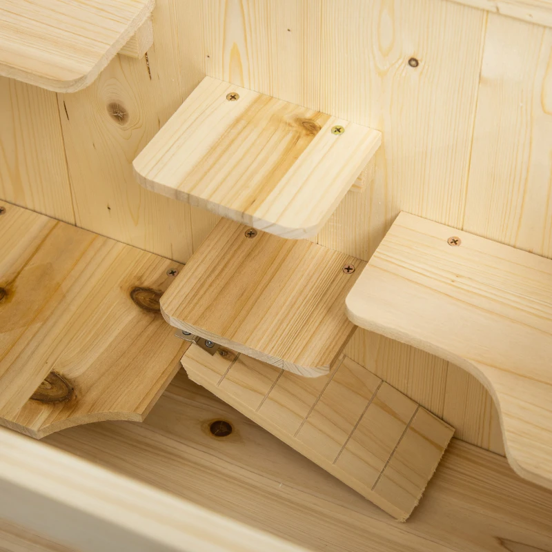 PawHut 5-Tier Wooden Hamster Cage Mice Habitat Rat Habitat with Openable Top, Front Door and Storage Shelf