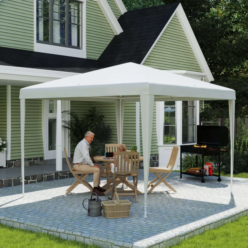 Outsunny 10x10ft Party Tent Portable Gazebo, Folding Garden Canopy Event Shelter Outdoor Sunshade White