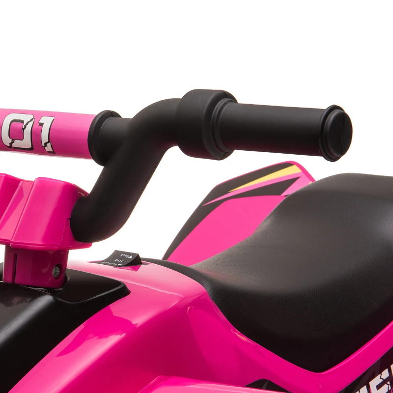 Aosom 6V Kids ATV 4-Wheeler Ride on Car, Electric Motorized Quad Battery Powered Vehicle with Forward/Reverse Switch for 18-36 Months Old Toddlers, Pink