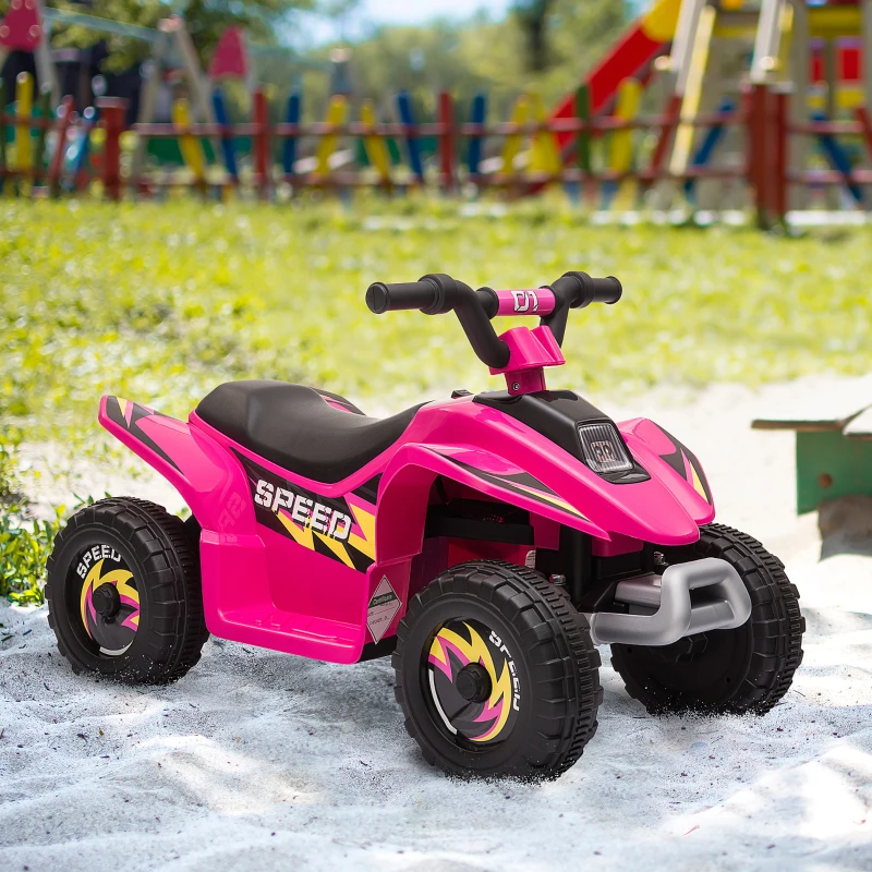 Aosom 6V Kids ATV 4-Wheeler Ride on Car, Electric Motorized Quad Battery Powered Vehicle with Forward/Reverse Switch for 18-36 Months Old Toddlers, Pink