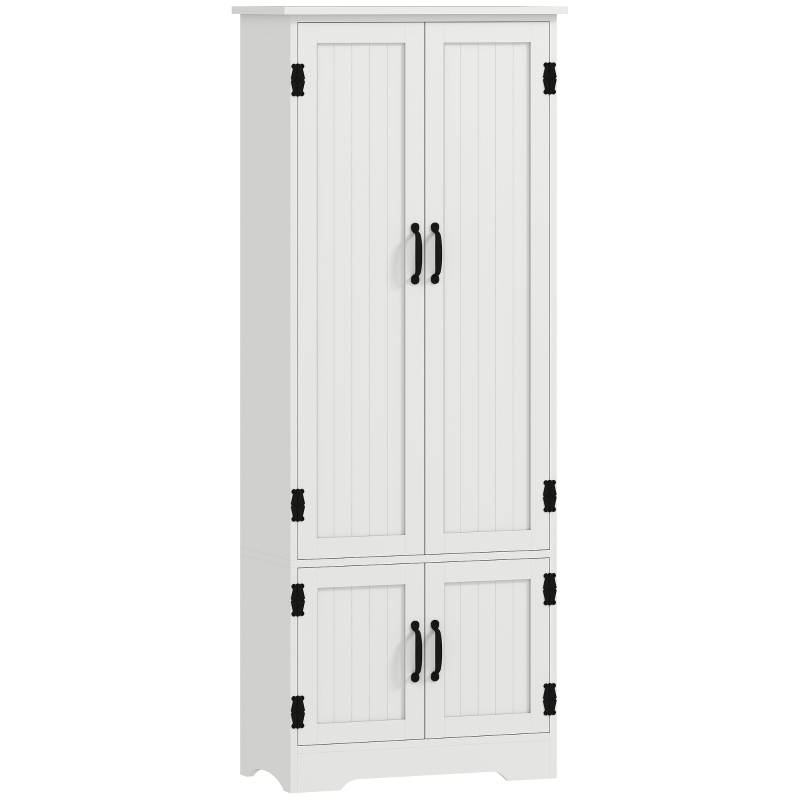 HOMCOM 60" 4-Door Storage Cabinet Multi-Storey Large Space Pantry with Adjustable Shelves White